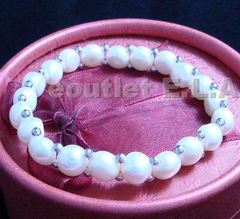 GENUINE 7-8mm WHITE PEARL BRACELET